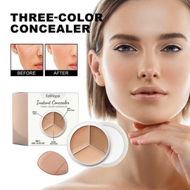 concealer (3 Colors),3-in-1 Full Coverage Color Correcting Cream for Dark Circles, Spots,Puffiness-High Coverage Eye Corrector for All Skin Tones,New model (comes with an extra small powder puff) born way Cosmetic Hyaluronic Makeup Foundation