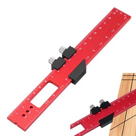 PAVIKE Woodworking Ruler, 7.9 inches (200 mm), Track Ruler, Woodworking Ruler, Precision Pocket Ruler, Small, Portable, Metal Ruler with Slide Stopper, For Marking, Measuring