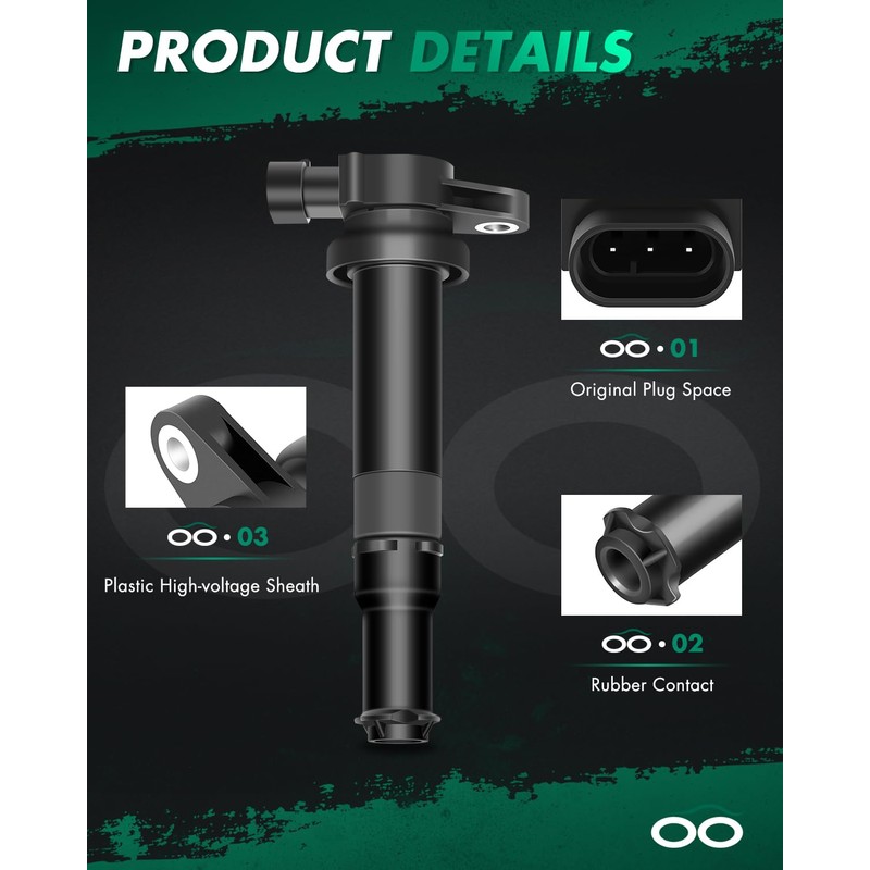 SCITOO 6 ignition coils with 6 iridium Spark Plugs for