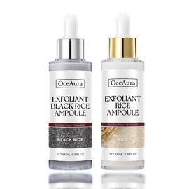 2Pack Rice Exfoliating Ampoule Set-Black & White Rice Brightening Duo for Glowing Skin Gentle Peel +Pore Minimizing&Deep Hydration  sale ex foi late your skin black head pop  al in black rice ex folliet e exfoliate smart Serums Hyaluronic:_Combination Pack