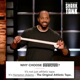 Hampton Adams | As Seen on Shark Tank | Orignial Athletic Sports Tape (3-Pack) | 45ft Rolls | Very Strong Easy Tear NO Sticky Residue | Best Tape for Athlete & Trainers | Fingers Ankles Wrist (Black)