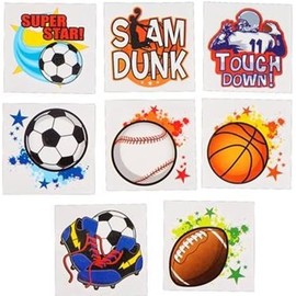 Sports Tattoos | 144 Pc | Soccer Baseball Football Basketball Stocking Stuffers and Favors