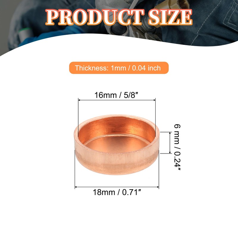 PATIKIL 5/8 Inch ID Copper Pipe End Cap, 12 Pack