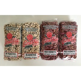 Camellia Brand - Dried Black Eyed Peas and Dried Red Kidney Beans Bundle - 2 One Pound Bags of Black Eyed Peas and 2 One Pound Bags of Red Kidney Beans