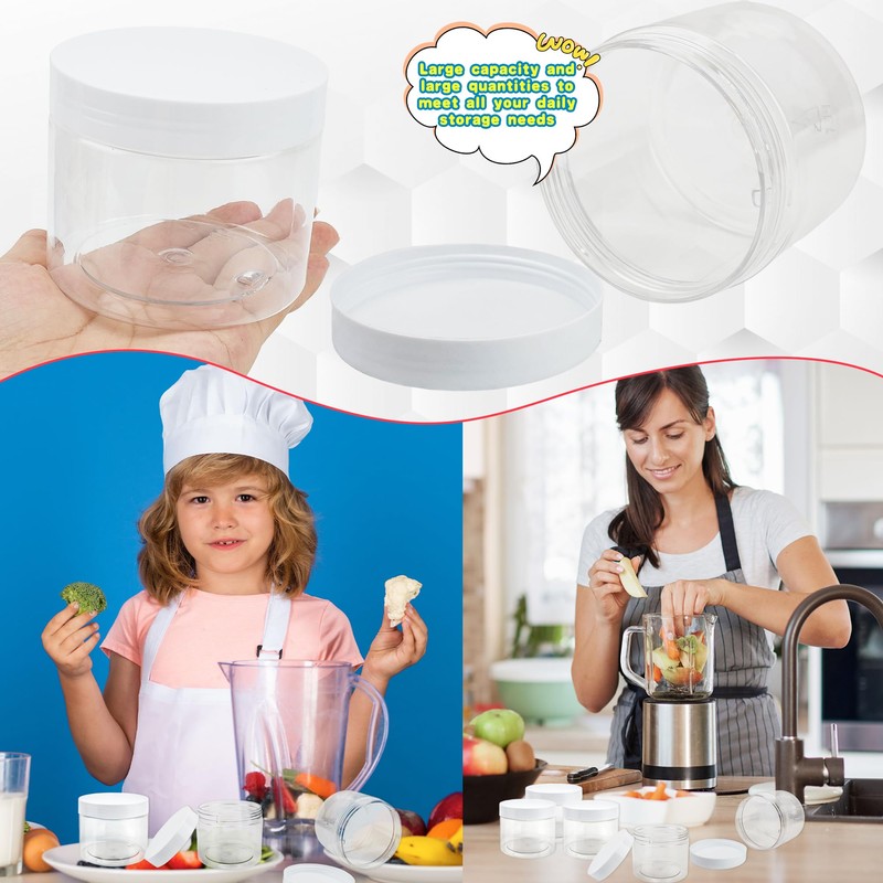 30 Pcs 10 oz Plastic Jars with Lids Wide Mouth