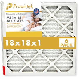 Proairtek AF18181M13SWH Model 18x18x1 Pack of 6 Air Filters, MERV 13; Ideal for Anyone Wanting Clean, Crisp Air in Their Home