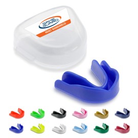 GAME GUARD Boil & Bite Mouth Guard/Gum Shield – Mouldable Mouthguard/gumshields - Adult/Senior - CE Approved, School Sports, Rugby, Hockey (Blue)