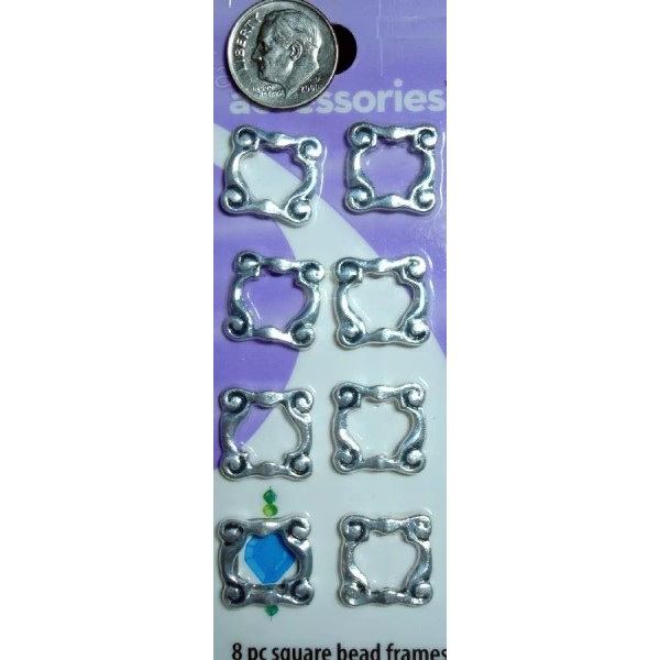 Silversmithsupply.com 8 Antique silver plated 14 x14mm bead frame finding