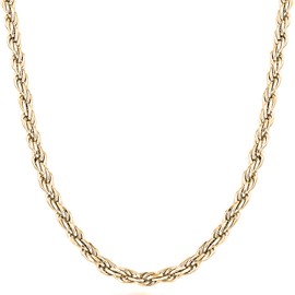 Savlano 18K Gold Plated 925 Sterling Silver 3.5mm Solid Italian Rope Diamond Cut Twist Link Chain Necklace With Gift Box For Men & Women - Made in Italy (20, 3.5mm)