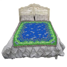 Dancing Dragonfly - Arts and Crafts - Cotton Woven Blanket Throw - Made in The USA (72x54)