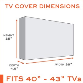 Cubierta de TV para Exteriores 40, 42, 43 pulgadas – CON SOLAPA FRONTAL, A Prueba de Intemperie, protección Impermeable, Interior Suave, Con Cubierta Inferior - Funda Negro