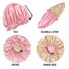 3 Pieces Kids Satin Bonnet Night Sleep Caps, Adjustable Sleeping Hat Soft Silk Flower Night Hats for Natural Hair Teens Toddler Child Baby Reversible Double