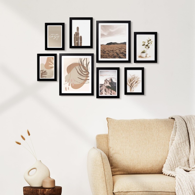 ArtbyHannah 8 Pack Black Picture Frames fo Gallery Wall Set