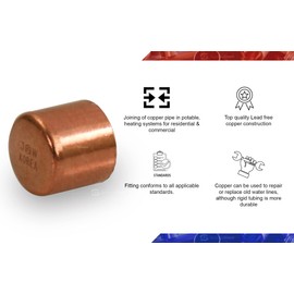 Supply Giant DUFD0012-5 Copper Sweat Plug End Cap Pipe Fitting, 1/2