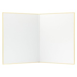 Bi-Fold Colored Paper, Double Sided, Plain White, 10.7 x 19.1 inches (27.3 x 48.4 cm), Gold Border, Sign Colored Paper