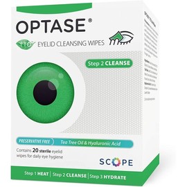 Optase Tea Tree Oil Eyelid Wipes Cleansing for Dry Eyes Treatment 20 wipes EXP 03/2026