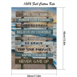 Musevial Inspirational Stamped Cross Stitch Kits - Colorful Printed Easy Pattern Needlepoint Kits Embroidery Crafts for Adults Beginners Gift 12x16 Inch