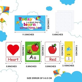 Educational Preschool Cards - 58 Pieces with Alphabet, Numbers, Colors & Shapes for Kindergarten Classroom Learning - Style: Rich Style