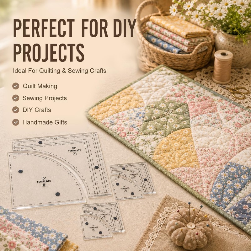 3 Set Drunkards Path Quilting Templates,Acrylic Rulers with 1/4" Seam
