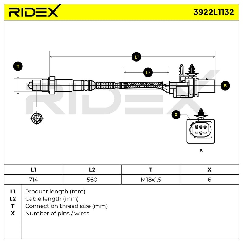 RIDEX Lambda Sensor Control Probe 3922L1132