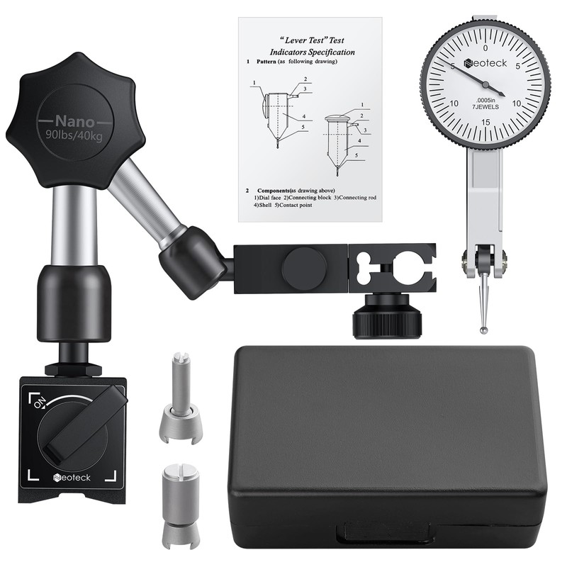 Neoteck Dial Test Indicator with Magnetic Base Stand and Storage