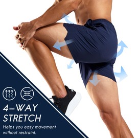 Haimont - Pantalones cortos deportivos para correr de 5 pulgadas con bolsillos, resistentes al agua, ligeros, para gimnasio, ejercicio