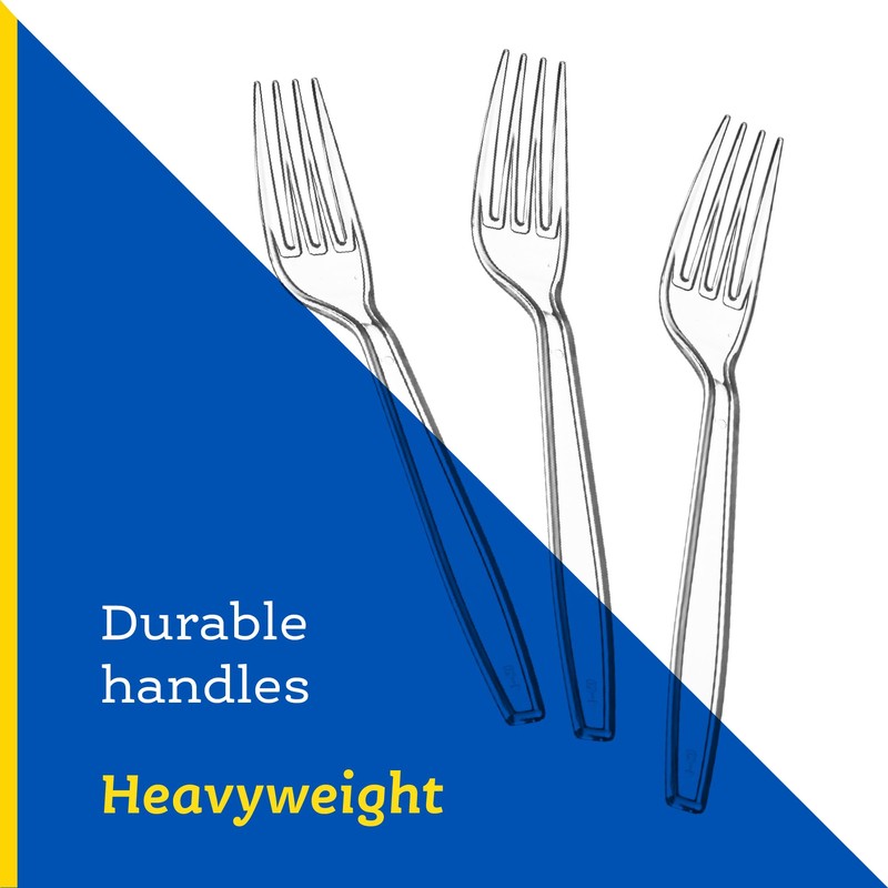 Plasticpro Disposable Clear Plastic Cutlery Disposable utensils Heavyweight 100 Count