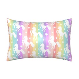 Silk Like Pillowcase for Hair and Skin Cute Rainbow Unicorns 1 Pack Satin Pillowcase with Hidden Zipper Soft Breathable Smooth Cooling Pillow Cover King Size for Bedroom Sofa 20”x36”
