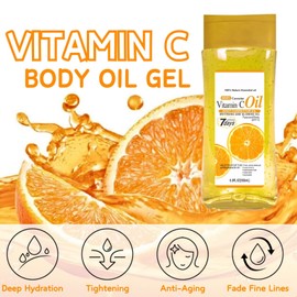 Vitamin C Essential Oils for Skin - Vitamin C Body Gel Oil - Brightening & Firiming Body Oil for Women - Deeply Nourishing Body Gel for Dry Skin - Body & Face Oil 200ml