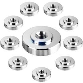 Pack of 10 M4 knurled nuts, flat, stainless steel threaded nut, knurled, M4 female thread, low shape nut, standard DIN 467 for metric screw threads and bolts