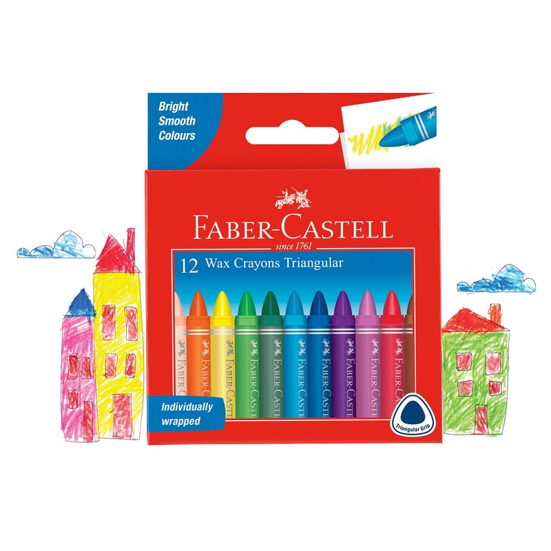 Faber Castell 12 Triangular Wax Crayons