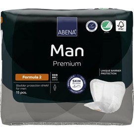 Abena Man Formula 2 Incontinence Pads for Men, Eco-Friendly Mens Incontinence Pads, Extra Protection, Breathable & Comfortable with Fast Absorption, Discreet - 700ml Absorbency, 15PK