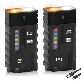 iToncs LED Small Powerful EDC Flashlight with 365nm UV Light,13 Mode,USB C Rechargeable Mini Pocket Keychain Flash Light with Clip,IP67,Magnetic,Lanyard,Buzzer,Arc Lighter for Hiking Gear,2 Packs