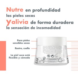 AVENE, Crema facial nutritiva, revitaliza, calma y suaviza, para piel seca y muy seca, 50ml