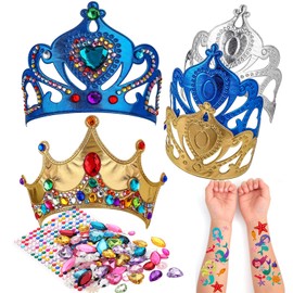 通用 6PCS Party Crowns for Kids DIY Tiaras Making Collage Craft Activity set Birthday Party Favours (Blue/Gold/Silver) …