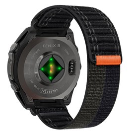 HAYONLIY Nylon Fabric Band Compatible for Garmin Fenix E/Fenix 8 47mm/Fenix 8 51mm/Fenix 7/Fenix 7X/Fenix7 Pro, 22mm 26mm Sport Adjustable Strap for Forerunner 965/Descent MK1/Descent G1/D2 Charlie