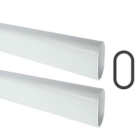 36" Long Oval Closet Rod | Heavy Duty Wardrobe Clothes Pole | Gloss White | 2 Pack