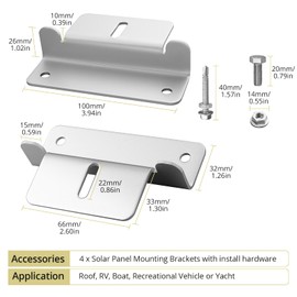 Anbte 4PCS Solar Panel Mounting Z Brackets, Aluminum Solar Panel Mounting Bracket 304 Stainless Steel Screws, Stable, Rust Resistant, Easy Install for Roof, RV, Boat, Yacht, Silver