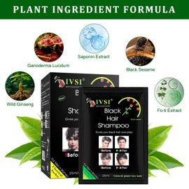 Yiciani 10 Pcs Black Hair Shampoo, Instant Black Hair Dye 100% Grey Coverage Natural Hair Ingredients Color Hair Dye for Men and Women (250ML)