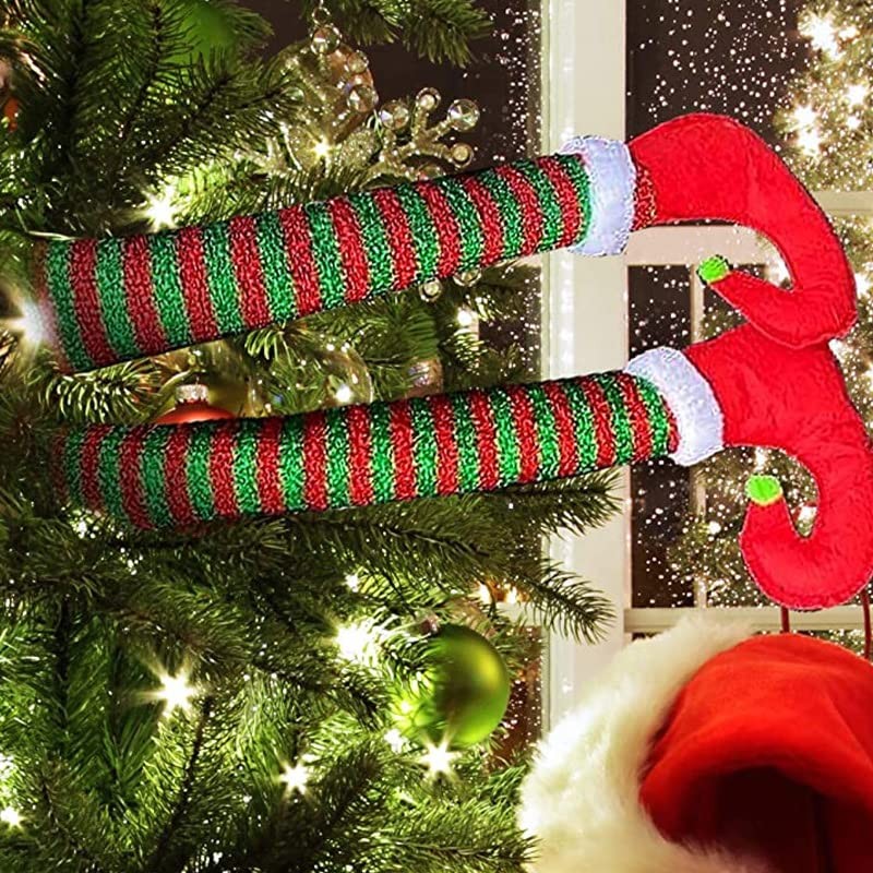 Funny Christmas Elf Leg Decorations: Novelty Car Leg Hangers, Festive,