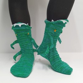 Funny Socks Men Women Colourful Knitted Socks Winter Thick Warm Socks Unisex Cuddly Thermal Socks Chunky Knit Christmas Socks Christmas Gifts for Men and Women, A-Yellow+Crocodile