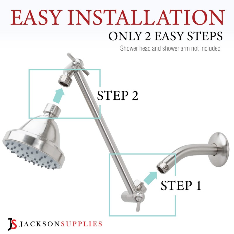 Shower Head Extension Arm by JS Jackson Supplies, Adjustable 10