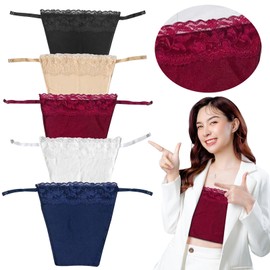 Lady Lace Clip-on Mock Camisole Bra Insert Overlay Modesty Panel Vest, Anti Peep Privacy Invisible Bra, Modesty Panel for Low Cut Tops, Insert for Low Cut Dress