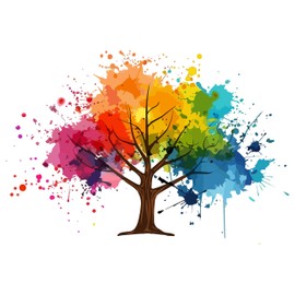 Color Full Tree Wall Sticker Die Cut Vinyl Decal for Windows Cars Trucks Bumper Laptops MacBook Size 3"