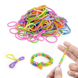 Elastic Rubber Bands 300Pcs - 5 Size Assorted Coloured Elastic Bands - Neon Colour Rubber Bands Assorted Sizes - 100g Small Elastic Bands Assorted Sizes for Home Office School & DIY