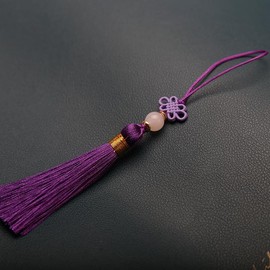 10 Pieces Mini Tassels, Handmade Silky Tassel Key Chain with Beads Bookmark Tassel Pendant Small Chinese Knot for DIY Jewellery Earring Craft Key Chain – Dark Purple