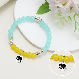 Elephant Gifts for Women Inspirational Beaded Bracelets Elephant Lovers Gifts Spiritual Motivational Encouragement Stretch Beads Bracelets for Animal Lover Birthday Christmas Mothers Day Jewelry