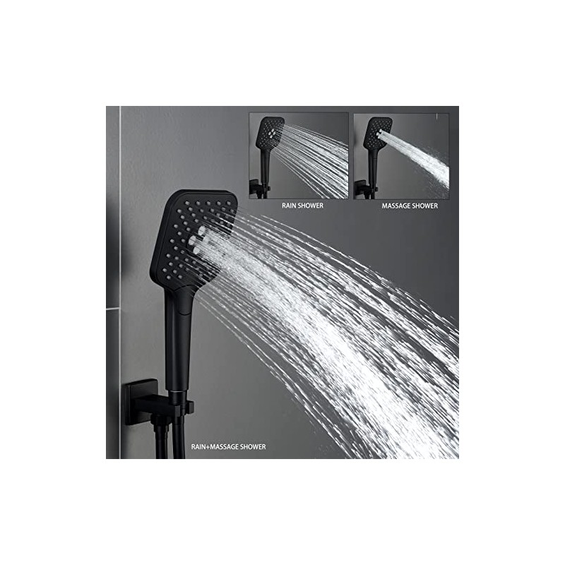 Gabrylly 3-Setting High Pressure Handheld Shower Head,Matte Black（only shower head）