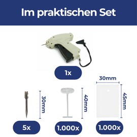 Set Stapel Gun - Etikette Stapel Gun - Arrow 9S + 5 Replacement Needles + 1.000 Tacking Threads Standard 40mm + 1.000 Box Labels Labels 30x45 mm From epo52