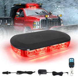 OPPBUY Rechargeable Red Emergency Roof Top Strobe Light, 48LED 17 Flashing Modes,High Low Brightness,Wireless Beacon Flashing Warning Light w/Magnetic Base for Construction Vehicles